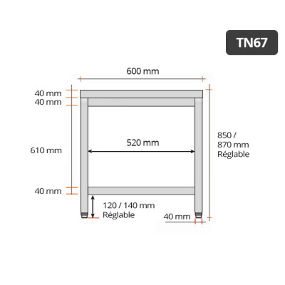 Table inox 600 x 700 mm PREMIUM / GOLDINOX Table inox 600 x 700 mm PREMIUM / GOLDINOX