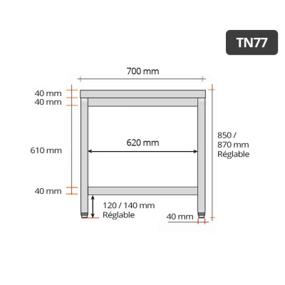 Table inox 700 x 700 mm PREMIUM / GOLDINOX Table inox 700 x 700 mm PREMIUM / GOLDINOX