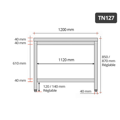 Table inox 1200 x 700 mm PREMIUM / GOLDINOX Table inox 1200 x 700 mm PREMIUM / GOLDINOX
