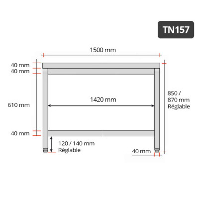 Table inox 1500 x 700 mm PREMIUM / GOLDINOX Table inox 1500 x 700 mm PREMIUM / GOLDINOX