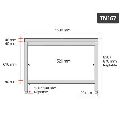 Table inox 1600 x 700 mm PREMIUM / GOLDINOX Table inox 1600 x 700 mm PREMIUM / GOLDINOX