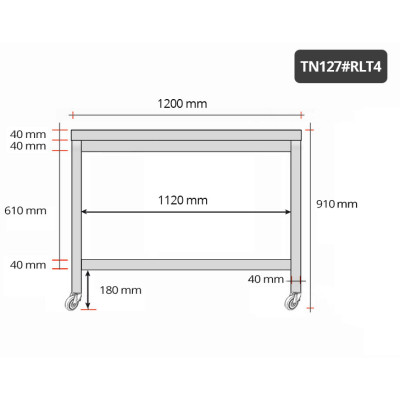 Table inox 1200 x 700 mm sur roulettes / GOLDINOX Table inox 1200 x 700 mm sur roulettes / GOLDINOX