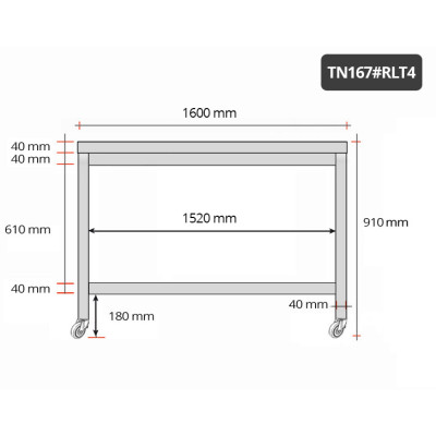 Table inox 1600 x 700 mm sur roulettes / GOLDINOX Table inox 1600 x 700 mm sur roulettes / GOLDINOX
