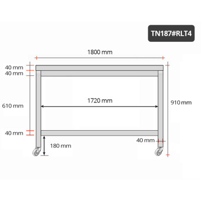 Table inox 1800 x 700 mm sur roulettes / GOLDINOX Table inox 1800 x 700 mm sur roulettes / GOLDINOX