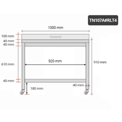 Table inox 1000 x 700 mm adossée sur roulettes / GOLDINOX Table inox 1000 x 700 mm adossée sur roulettes / GOLDINOX