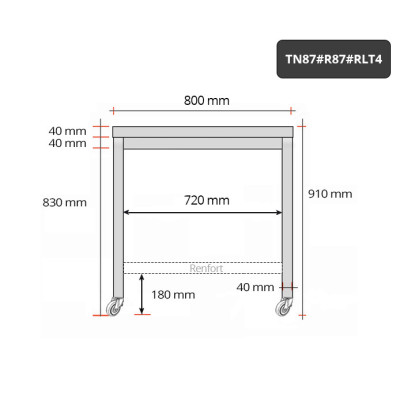 Table inox 800 x 700 mm avec renfort sur roulettes / GOLDINOX Table inox 800 x 700 mm avec renfort sur roulettes / GOLDINOX