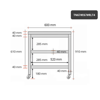 Table inox 600 x 700 mm avec 2 étagères sur roulettes / GOLDINOX Table inox 600 x 700 mm avec 2 étagères sur roulettes / GOLDINOX