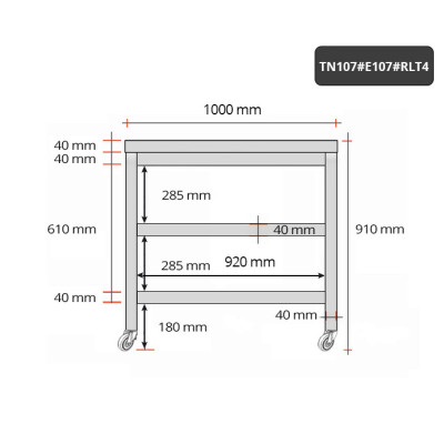 Table inox 1000 x 700 mm avec 2 étagères sur roulettes / GOLDINOX Table inox 1000 x 700 mm avec 2 étagères sur roulettes / GOLDINOX