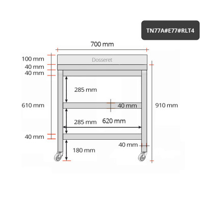Table inox 700 x 700 mm adossée avec 2 étagères sur roulettes / GOLDINOX Table inox 700 x 700 mm adossée avec 2 étagères sur roulettes / GOLDINOX