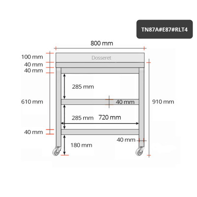 Table inox 800 x 700 mm adossée avec 2 étagères sur roulettes / GOLDINOX Table inox 800 x 700 mm adossée avec 2 étagères sur roulettes / GOLDINOX