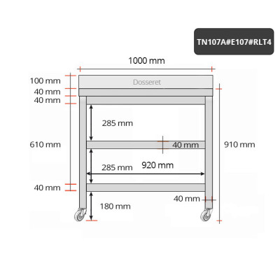 Table inox 1000 x 700 mm adossée avec 2 étagères sur roulettes / GOLDINOX Table inox 1000 x 700 mm adossée avec 2 étagères sur roulettes / GOLDINOX