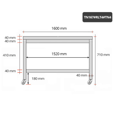 Table inox soubassement 1600 x 700 mm sur roulettes / GOLDINOX Table inox soubassement 1600 x 700 mm sur roulettes / GOLDINOX