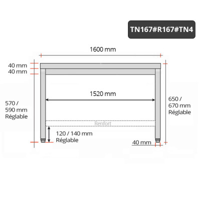 Table inox soubassement 1600 x 700 mm avec renfort / GOLDINOX Table inox soubassement 1600 x 700 mm avec renfort / GOLDINOX