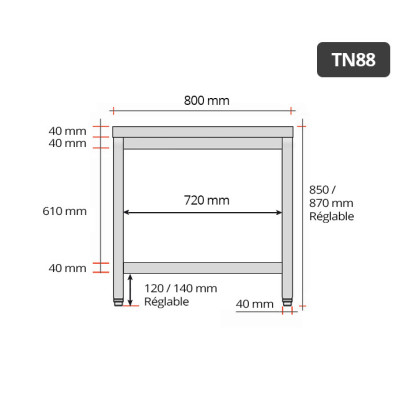 Table inox 800 x 800 mm / GOLDINOX Table inox 800 x 800 mm / GOLDINOX