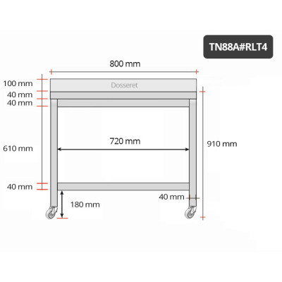 Table inox 800 x 800 mm adossée sur rouletes / GOLDINOX Table inox 800 x 800 mm adossée sur rouletes / GOLDINOX