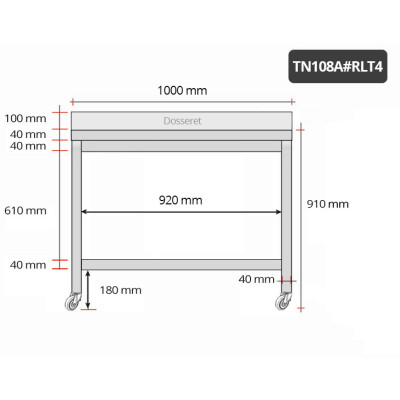 Table inox 1000 x 800 mm adossée sur roulettes / GOLDINOX Table inox 1000 x 800 mm adossée sur roulettes / GOLDINOX