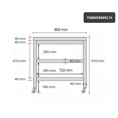 Table inox 800 x 800 mm avec 2 étagères sur roulettes / GOLDINOX Table inox 800 x 800 mm avec 2 étagères sur roulettes / GOLDINOX