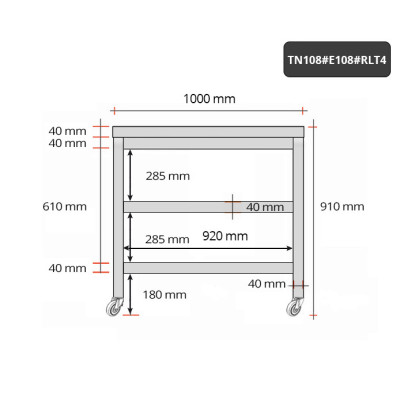 Table inox 1000 x 800 mm avec 2 étagères sur roulettes / GOLDINOX Table inox 1000 x 800 mm avec 2 étagères sur roulettes / GOLDINOX