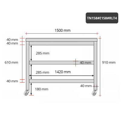 Table inox 1500 x 800 mm avec 2 étagères sur roulettes / GOLDINOX Table inox 1500 x 800 mm avec 2 étagères sur roulettes / GOLDINOX