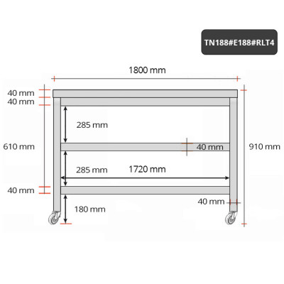 Table inox 1800 x 800 mm avec 2 étagères sur roulettes / GOLDINOX Table inox 1800 x 800 mm avec 2 étagères sur roulettes / GOLDINOX