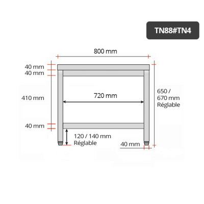 Table inox soubassement 800 x 800 mm / GOLDINOX Table inox soubassement 800 x 800 mm / GOLDINOX