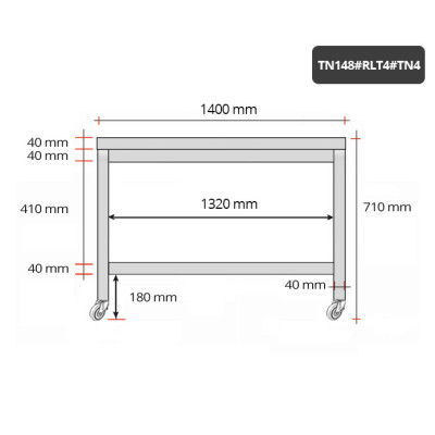 Table inox soubassement 1400 x 800 mm sur roulettes / GOLDINOX Table inox soubassement 1400 x 800 mm sur roulettes / GOLDINOX