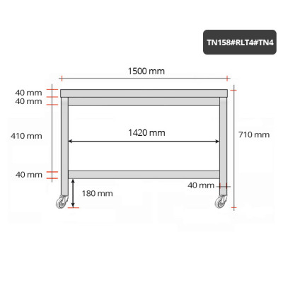 Table inox soubassement 1500 x 800 mm sur roulettes / GOLDINOX Table inox soubassement 1500 x 800 mm sur roulettes / GOLDINOX