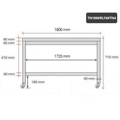 Table inox soubassement 1800 x 800 mm sur roulettes / GOLDINOX Table inox soubassement 1800 x 800 mm sur roulettes / GOLDINOX