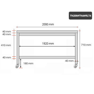 Table inox soubassement 2000 x 800 mm sur roulettes / GOLDINOX Table inox soubassement 2000 x 800 mm sur roulettes / GOLDINOX