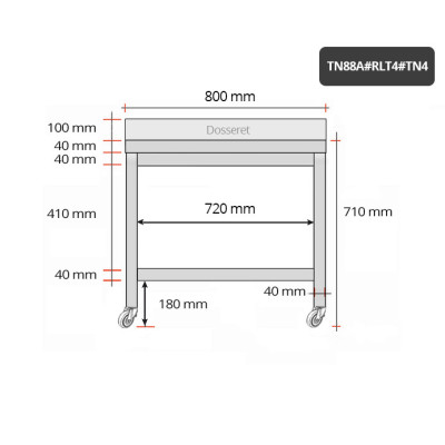 Table inox soubassement 800 x 800 mm adossée sur roulettes / GOLDINOX Table inox soubassement 800 x 800 mm adossée sur roulettes / GOLDINOX