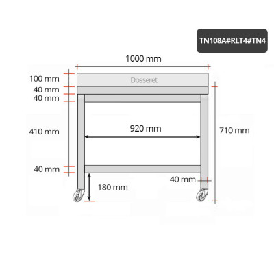 Table inox soubassement 1000 x 800 mm adossée sur roulettes / GOLDINOX Table inox soubassement 1000 x 800 mm adossée sur roulettes / GOLDINOX