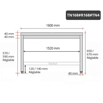 Table inox soubassement 1600 x 800 mm avec renfort / GOLDINOX Table inox soubassement 1600 x 800 mm avec renfort / GOLDINOX