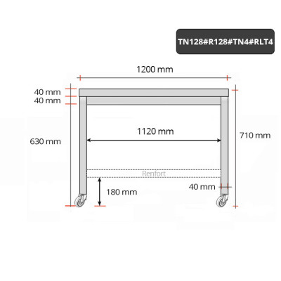 Table inox soubassement 1200 x 800 mm avec renfort sur roulettes / GOLDINOX Table inox soubassement 1200 x 800 mm avec renfort sur roulettes / GOLDINOX