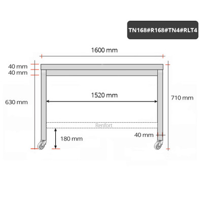 Table inox soubassement 1600 x 800 mm avec renfort sur roulettes / GOLDINOX Table inox soubassement 1600 x 800 mm avec renfort sur roulettes / GOLDINOX