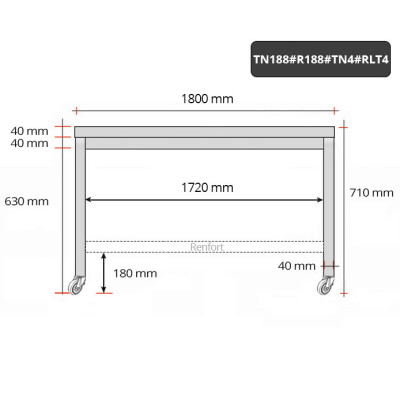 Table inox soubassement 1800 x 800 mm avec renfort sur roulettes / GOLDINOX Table inox soubassement 1800 x 800 mm avec renfort sur roulettes / GOLDINOX