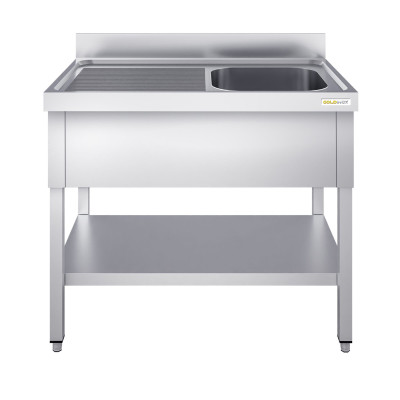 Plonge inox 1 bac - 1400 x 600 mm égouttoir gauche PREMIUM / GOLDINOX Plonge inox 1 bac - 1400 x 600 mm égouttoir gauche PREMIUM / GOLDINOX