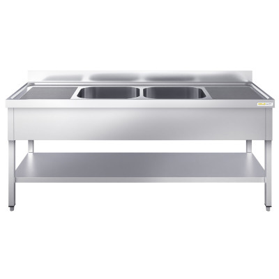Plonge inox 2 bacs - 1800 x 700 mm égouttoir droite et gauche PREMIUM / GOLDINOX Plonge inox 2 bacs - 1800 x 700 mm égouttoir droite et gauche PREMIUM / GOLDINOX