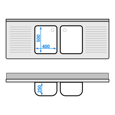 Plonge inox 2 bacs - 1800 x 700 mm égouttoir droite et gauche PREMIUM / GOLDINOX Plonge inox 2 bacs - 1800 x 700 mm égouttoir droite et gauche PREMIUM / GOLDINOX