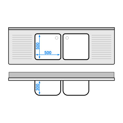 Plonge inox 2 bacs - 2000 x 700 mm égouttoir droite et gauche PREMIUM / GOLDINOX Plonge inox 2 bacs - 2000 x 700 mm égouttoir droite et gauche PREMIUM / GOLDINOX