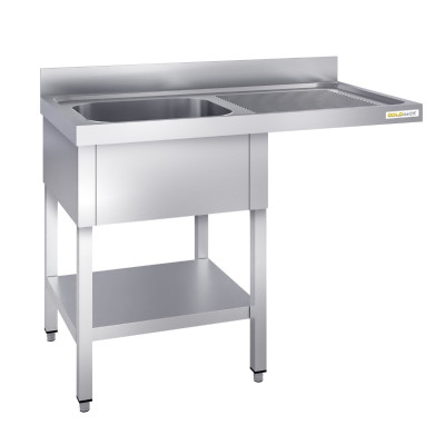 Plonge lave-vaisselle inox 1 bac - 1200 x 700 mm égouttoir droite PREMIUM / GOLDINOX Plonge lave-vaisselle inox 1 bac - 1200 x 700 mm égouttoir droite PREMIUM / GOLDINOX