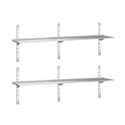 Lot de 2 étagères murales inox 2000 x 300 mm PREMIUM / GOLDINOX Lot de 2 étagères murales inox 2000 x 300 mm PREMIUM / GOLDINOX