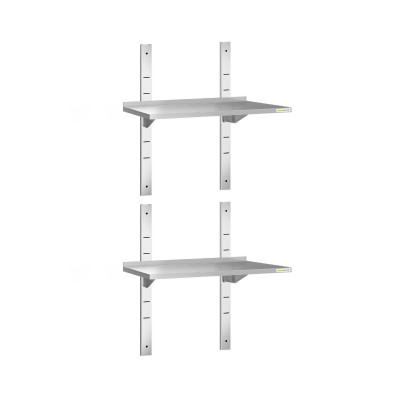 Lot de 2 étagères murales inox 800 x 400 mm PREMIUM / GOLDINOX Lot de 2 étagères murales inox 800 x 400 mm PREMIUM / GOLDINOX