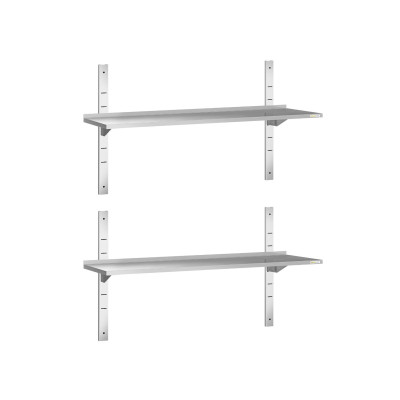 Lot de 2 étagères murales inox 1400 x 400 mm PREMIUM / GOLDINOX Lot de 2 étagères murales inox 1400 x 400 mm PREMIUM / GOLDINOX