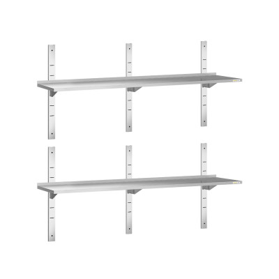 Lot de 2 étagères murales inox 1600 x 400 mm PREMIUM / GOLDINOX Lot de 2 étagères murales inox 1600 x 400 mm PREMIUM / GOLDINOX