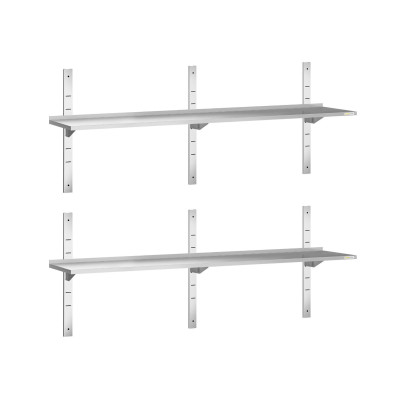 Lot de 2 étagères murales inox 1800 x 400 mm PREMIUM / GOLDINOX Lot de 2 étagères murales inox 1800 x 400 mm PREMIUM / GOLDINOX