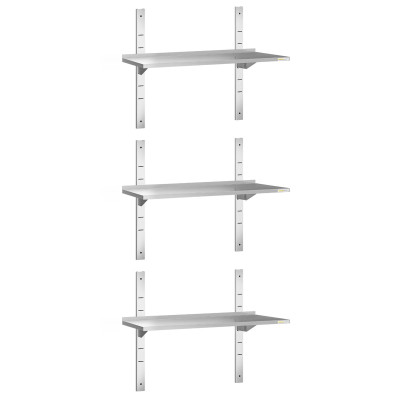 Lot de 3 étagères murales inox 1200 x 400 mm PREMIUM / GOLDINOX Lot de 3 étagères murales inox 1200 x 400 mm PREMIUM / GOLDINOX
