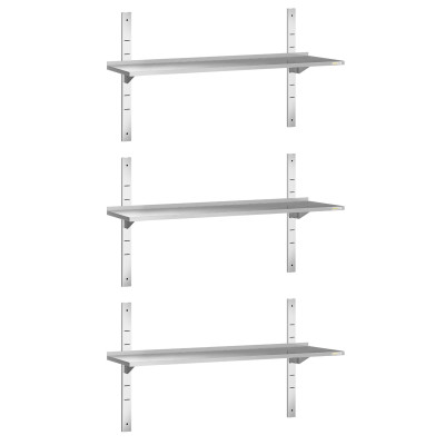 Lot de 3 étagères murales inox 1400 x 400 mm PREMIUM / GOLDINOX Lot de 3 étagères murales inox 1400 x 400 mm PREMIUM / GOLDINOX