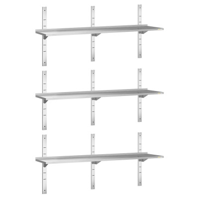 Lot de 3 étagères murales inox 1500 x 400 mm PREMIUM / GOLDINOX Lot de 3 étagères murales inox 1500 x 400 mm PREMIUM / GOLDINOX