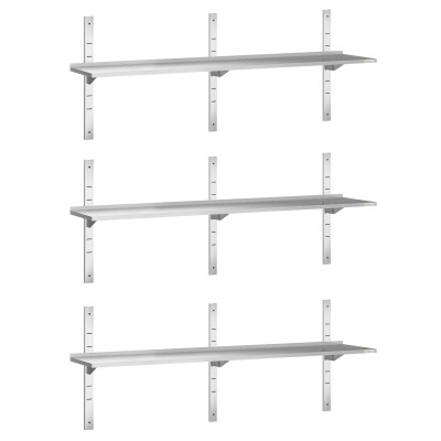 Lot de 3 étagères murales inox 1800 x 400 mm PREMIUM / GOLDINOX Lot de 3 étagères murales inox 1800 x 400 mm PREMIUM / GOLDINOX