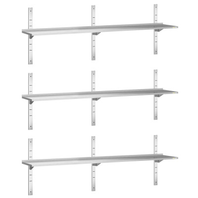 Lot de 3 étagères murales inox 2000 x 400 mm PREMIUM / GOLDINOX Lot de 3 étagères murales inox 2000 x 400 mm PREMIUM / GOLDINOX